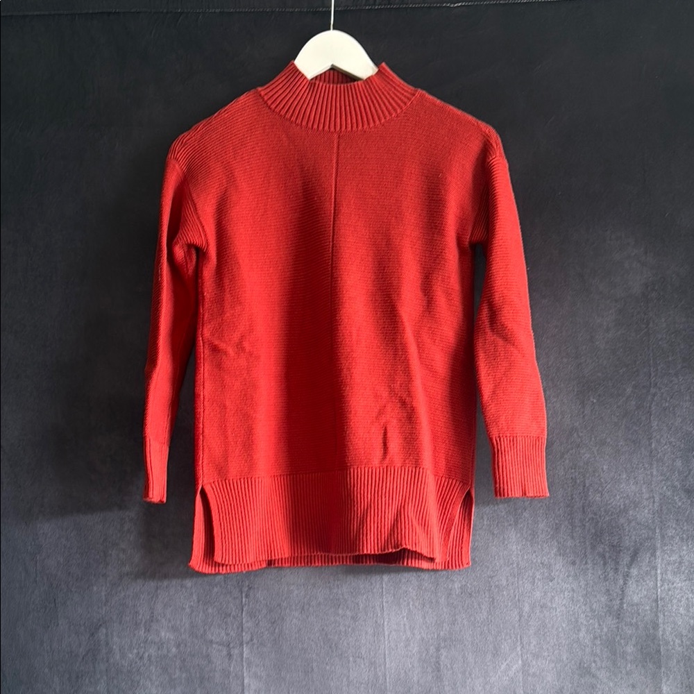 Talbots Burnt Orange Rust mock pullover longline sweater Petite Small